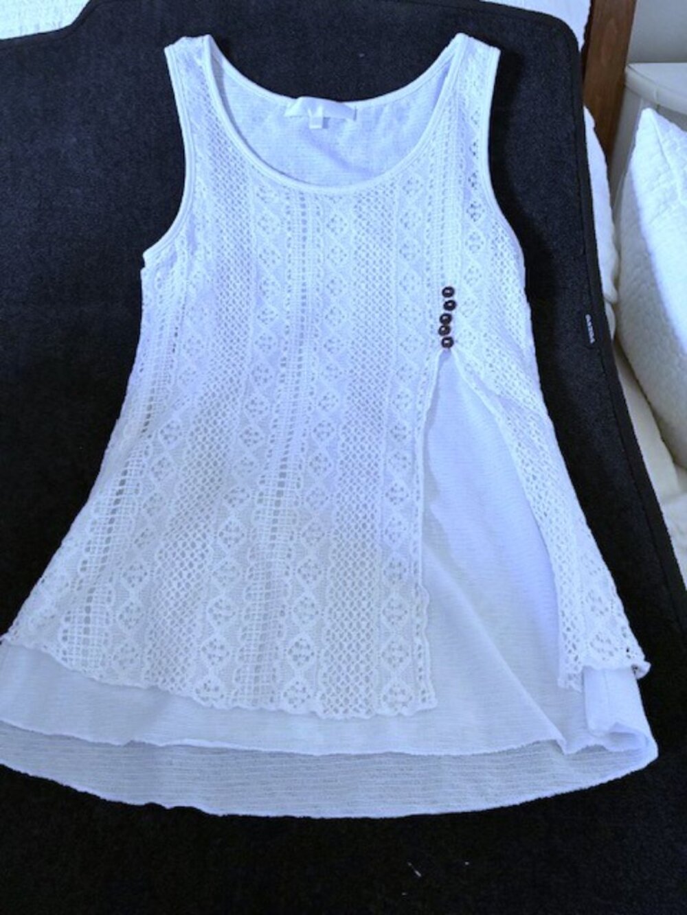 Camisole en dentelle doublée blanche romantique en XS